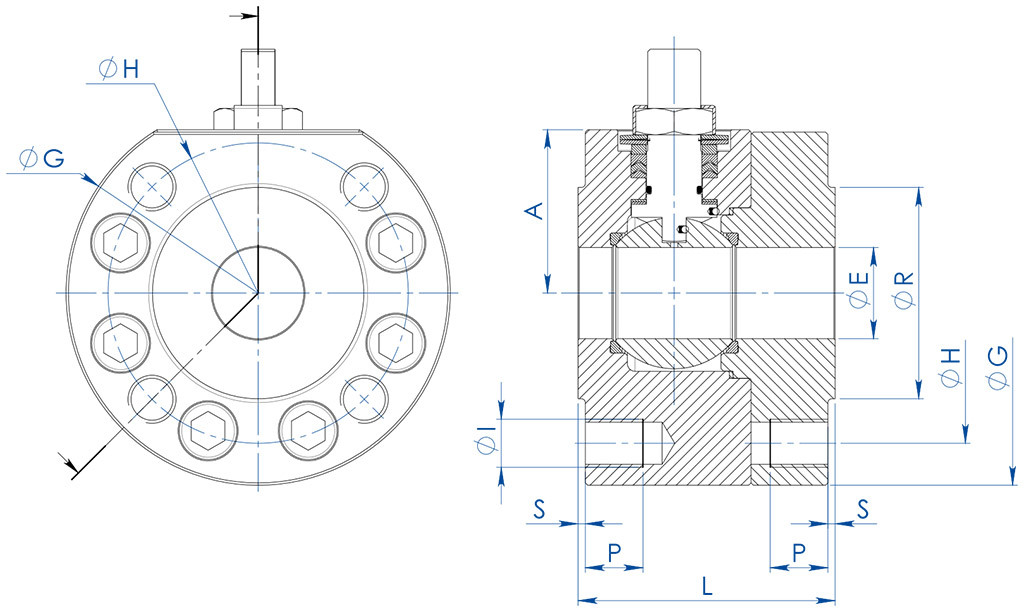 Valvola a sfera MAGNUM Split Wafer PN 63-100 ANSI 600 acciaio inox - dimensioni - 