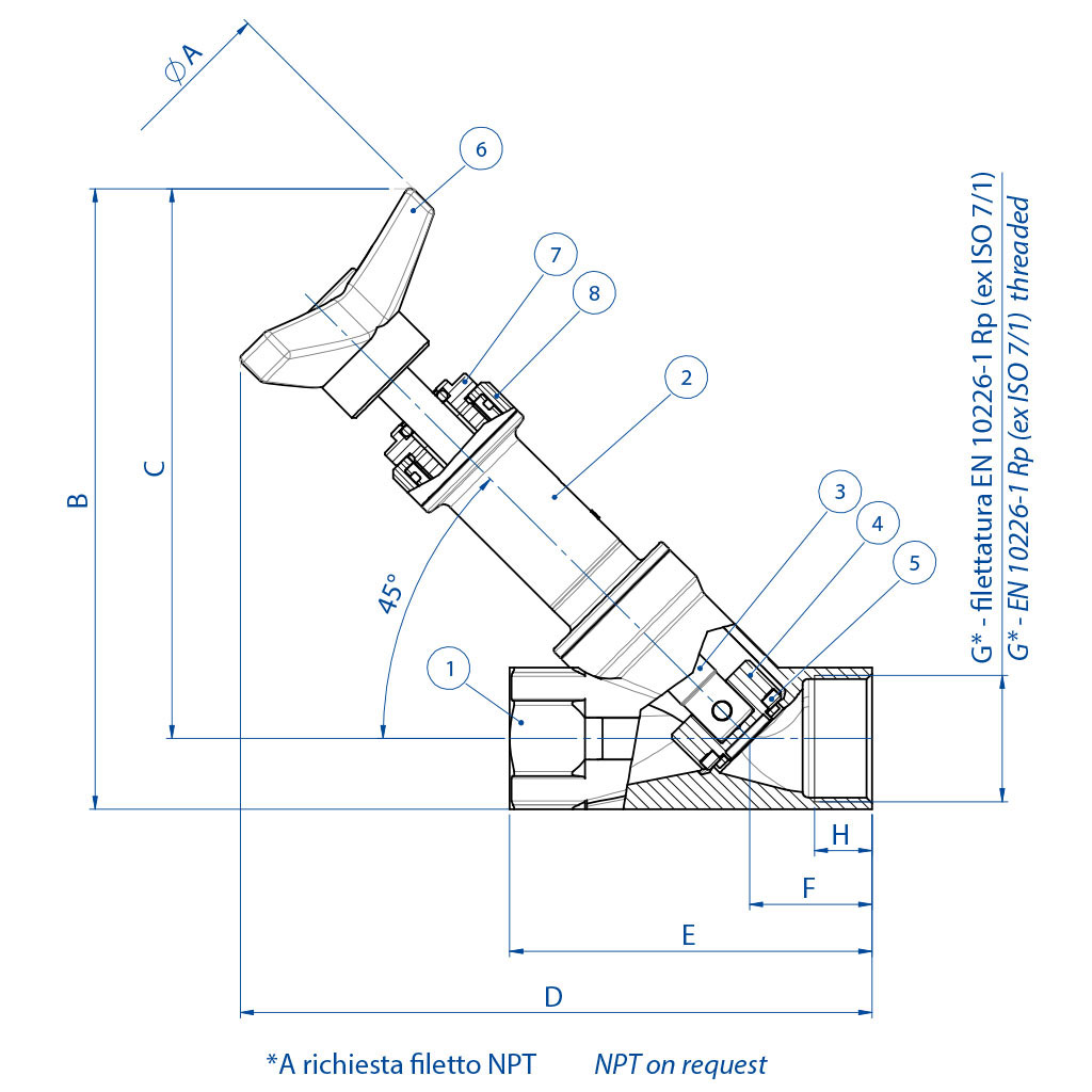 Valvola pneumatica ARES manuale - dimensioni - 