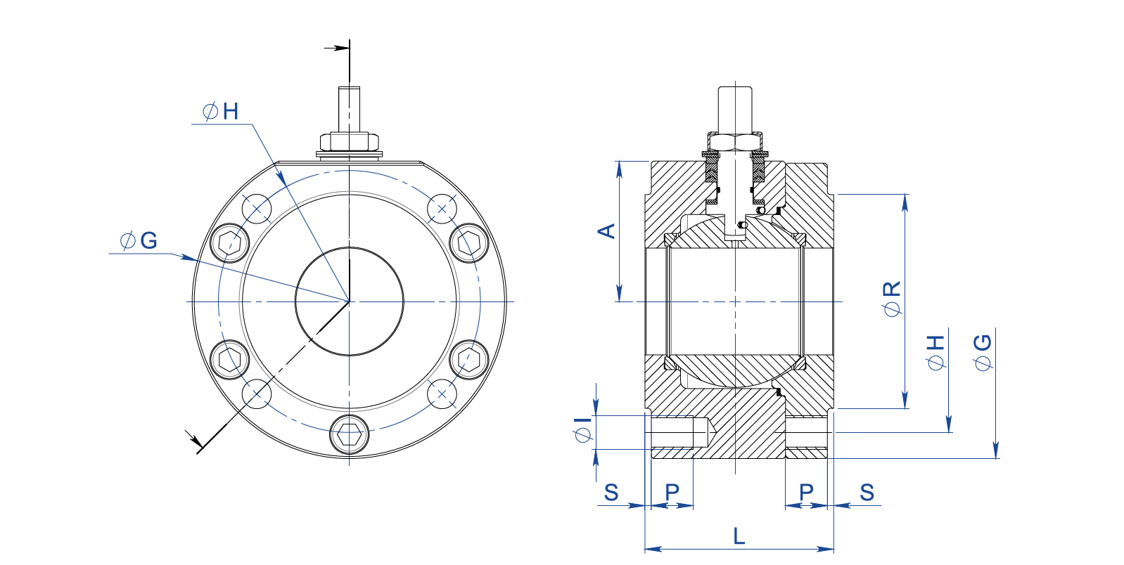 Valvola a sfera MAGNUM Split Wafer PN 16-40 ANSI 150-300 acciaio inox - dimensioni - 