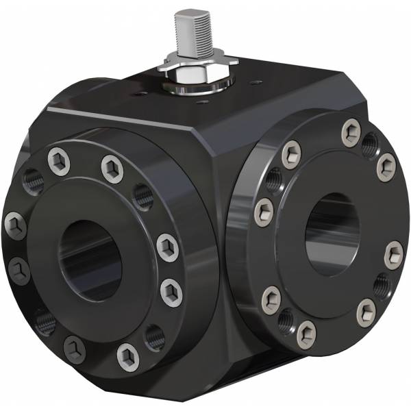 Valvola a sfera MAGNUM Split Wafer 3 vie 4 guarnizioni PN 16-40 ANSI 150 acciaio al carbonio