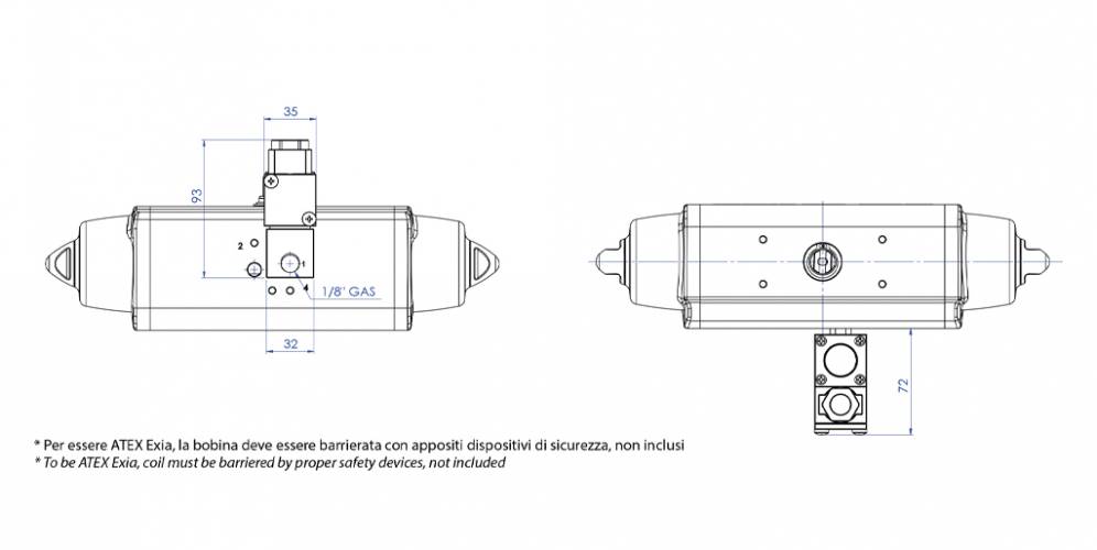 Elettrovalvola 3/2 NC da 1/8” con bobina II1GD Exia IIC T6 ATEX